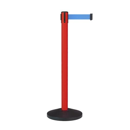 Stanchion Belt Barrier Red Post 9ft. Light Blue Belt